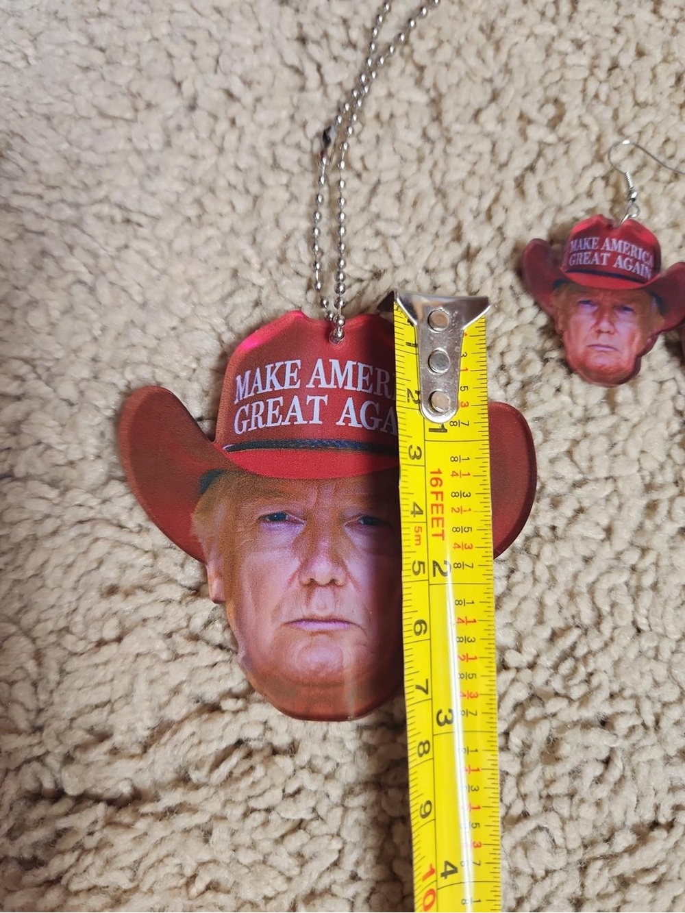 Red Cowboy Hat Face Pendant Necklace - Home Accents